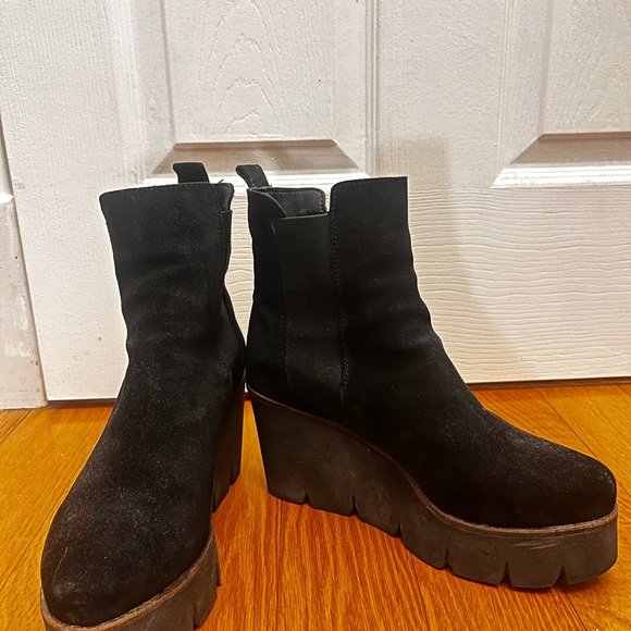 Shoes - Black and Brown Platform Ankle Boots